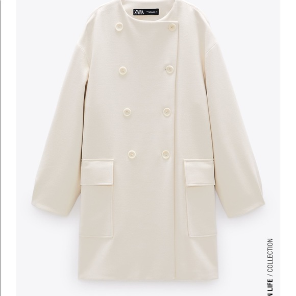 Zara Double Breast Buttoned Coat - Picture 4 of 7